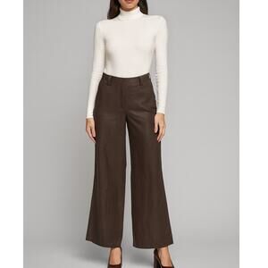 NEW Y2K Banana Republic Linen Silk Chocolate Brown Pants Sz 0 Petite Wide Leg